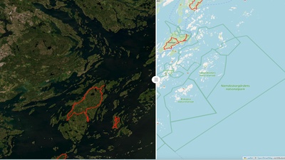 🗺️ Stockholm Archipelago Trail — ESRI Flygfoto med Spår — Jämförande Karta
